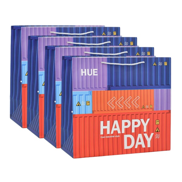 4 stk. Happy container fashion gavepose papirpose Varmt folie papirpose gaveeske gavepose Barneleker håndveske