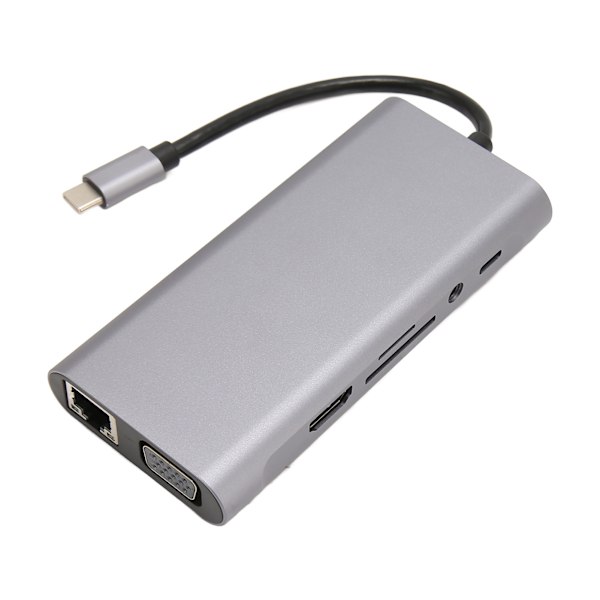 11-i-1 USB C Hub Multiport Adapter 4xUSB3.0 HD 4K VGA RJ45 Ethernet PD Laddning 3.5mm Ljud USB C Dockningsstation