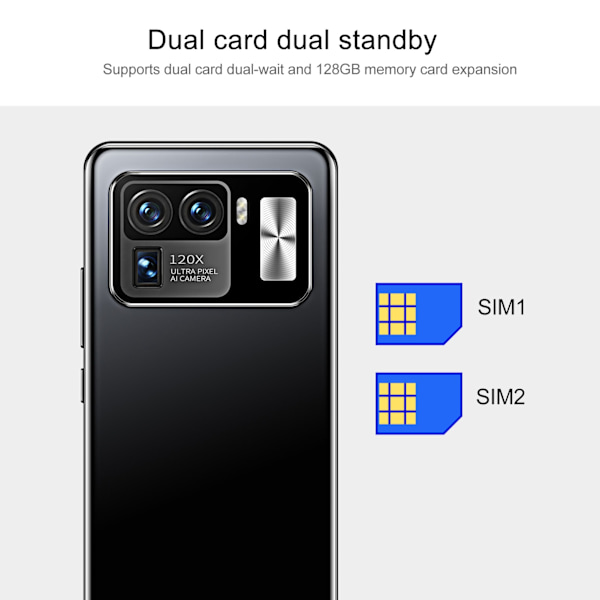 6,1-tums Smartphone med Waterdrop-skärm, Högupplöst Mobiltelefon med Dubbla Kortplatser, 4GB RAM, 64GB ROM för Android 11
