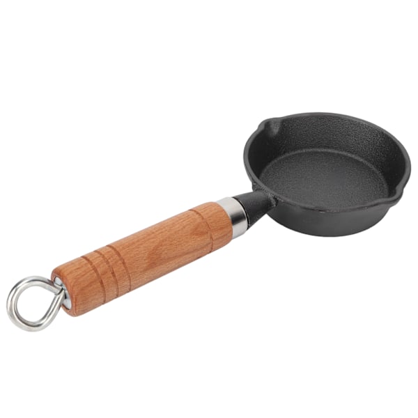 10CM støpejernspanne med trehåndtak Egg Stekepanne Mini Flat Bottomed Pancake Pan Kjøkkenredskaper