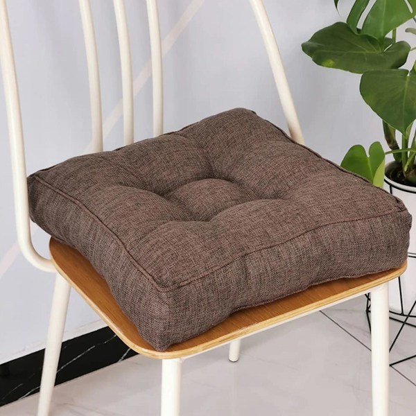 Bekväm golvsittdyna, halkfria stolsdynor med tuftad design för en bekväm sittupplevelse, 19,6\" x 19,6\", mörk kaffe