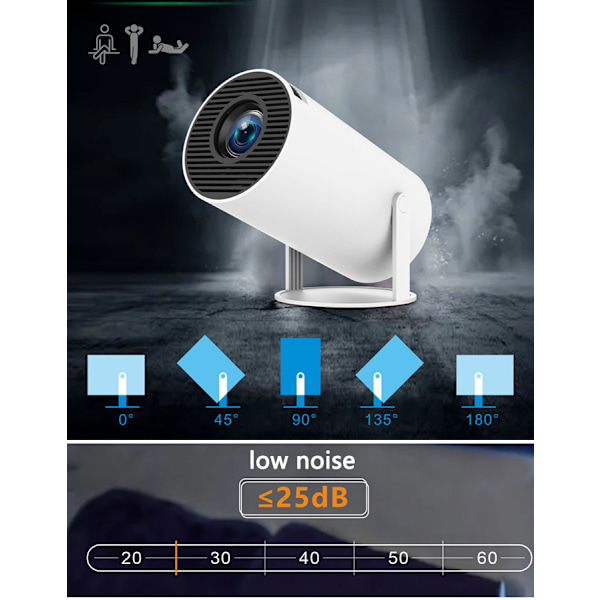 4K Full HD 1080P Mini Projektor, Automatisk Keystone-korrigering Säkerställer Enkel Installation, 180° Roterbar För Flerfaldig Vinkelvisning, Idealisk För Hemmet