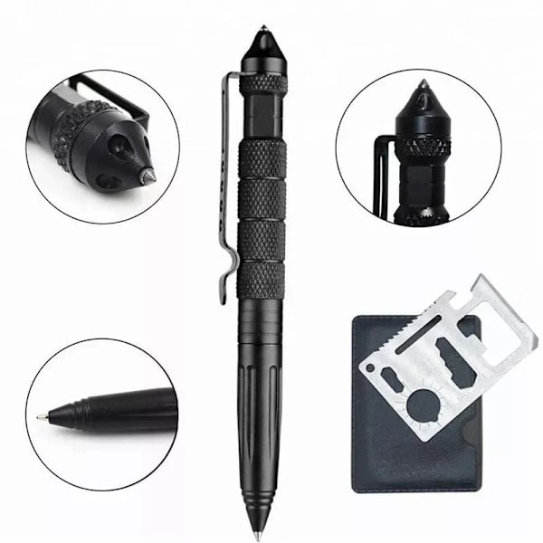 Ficklampsöverlevnadspenna, militär EDC-penna med volframstålkärna för oöverträffad hållbarhet, multiverktygspenna för vardagsbruk (10x155mm)