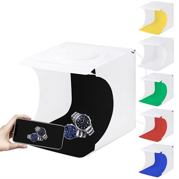 Vikbart fotograferingstält, portabel LED-ljusbox med fotografering från flera vinklar för hantverk &amp; konstnärlig produktfotografering, enkel installation &amp;