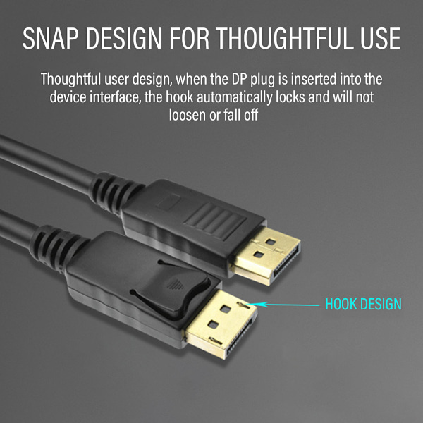 Ultra-Flexibel Höghastighets DisplayPort-kabel, Stöder Okonprimerat Ljud, 3m Längd, Guldpläterade Kontakter & Folieskärmning
