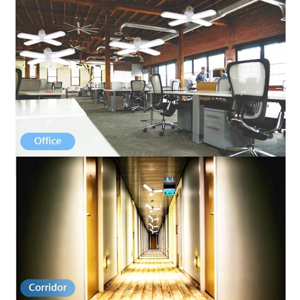 Innovativa LED-lampor för hopfällbart hushållsbruk, Superstarka 45W Takfläktar LED-lampa Ljusflöde 3200LM, Justerbar Vinkel Bredvinkeldesign,
