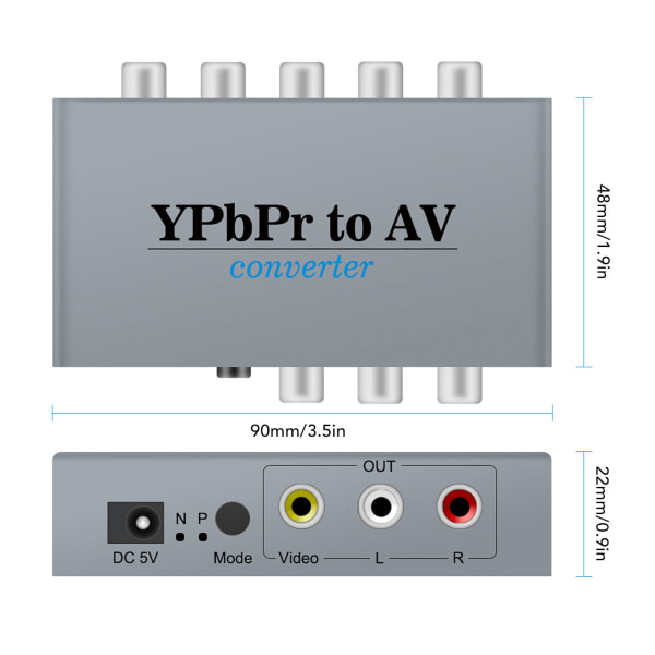 YPbPr-AV-muunnin 1080P60 YPbPr-videokaappaus YPbPr-CVBS-komponenttivideomuunninsovitin L/R-äänellä