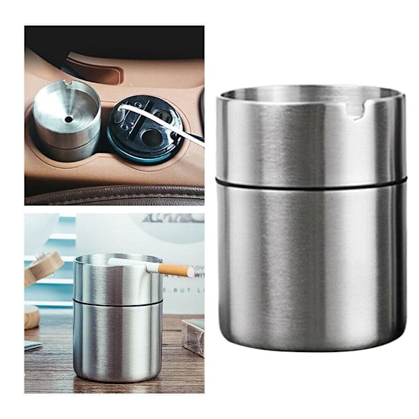 Portabel Askkopp, Vindtät Design med Tätningsförmåga för Bil Hem Kontor Utomhusresor (Silver)