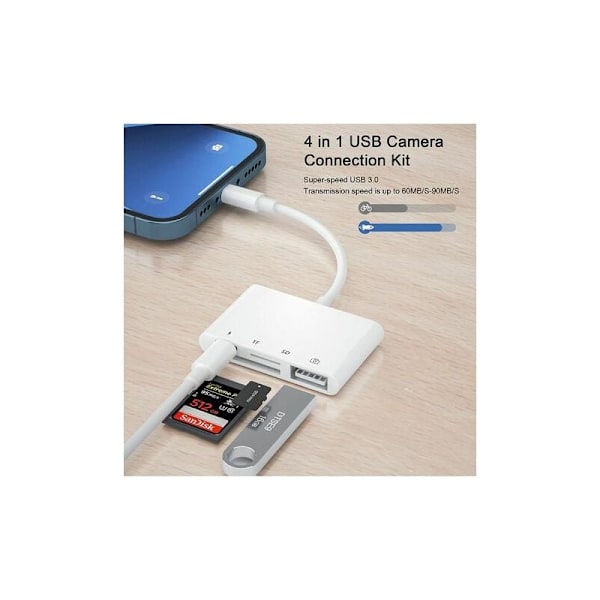 Apple Mfi-certifierad Lightning-adapter för iPhone och iPad, stöder bred kompatibilitet och snabb dataöverföring, integritetsskydd säkerställt