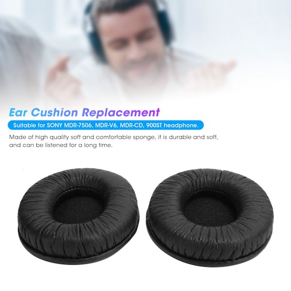 Hörlursdynor, Öronkuddar, Huvudbandsöverdrag, Ersättning för SONY MDR7506 MDRV6 MDRCD 900ST (Svart)