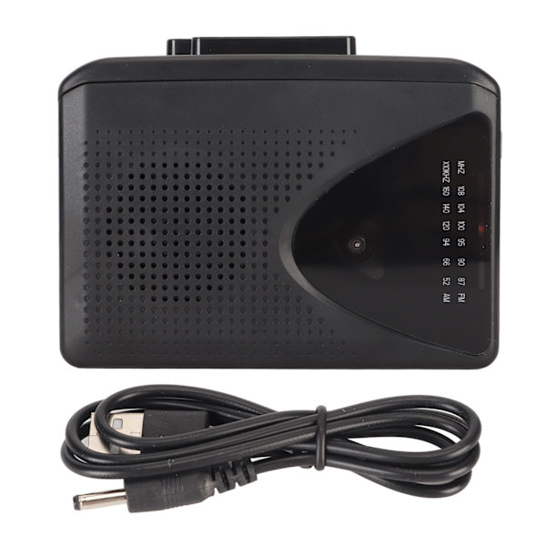 Kannettava kasettitoistin FM AM -radio stereokasetti MP3-muuntimella Nauhuri 3,5 mm liittimellä ja kaiuttimella päivittäiseen mustaan