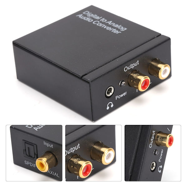 3,5 mm ljudadapter digital optisk koaxial till analog RCA L R-omvandlare för professionell ljudväxling i hemmet (värd USB-kabel optisk kabel ljud