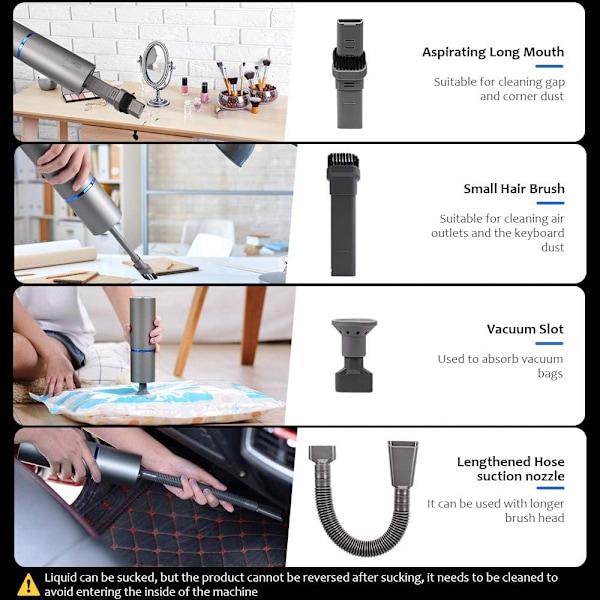 Portabel Dammsugare, Mångsidiga Tillbehör, Smart-Smal Design, Mini Dammsugare, Flera Användningsområden För Hem Och Bil