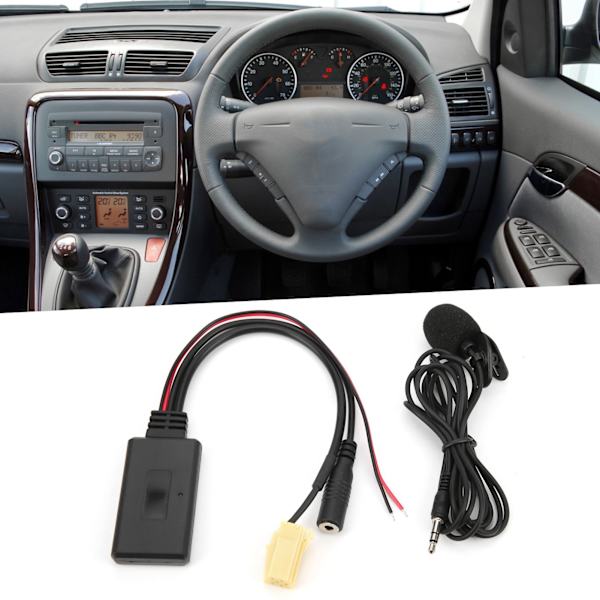 Bluetooth 5.0 AUX-kabeladapter med mikrofon håndfri udskiftning til Fiat 500/Grande Punto/Qubo/Fiorino