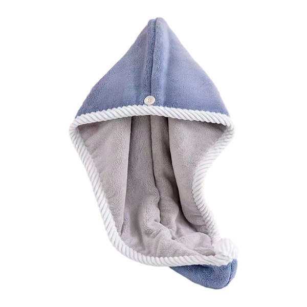 1PCS-Hår Tørring Hætte Fortykkelse Mikrofiber Håndklæde Wrap med Knapper Absorberende Twist Brusebad (Dobbelt Lag Fortykkelse)