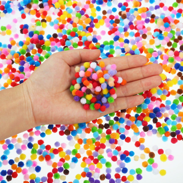 Skaparglädje: 2000 Mini Pom Pom-bollar, Blandade Färger, Främjar Kreativitet I DIY-Dekorationer, Perfekt För Jul Och Hobbymaterial, 6Mm