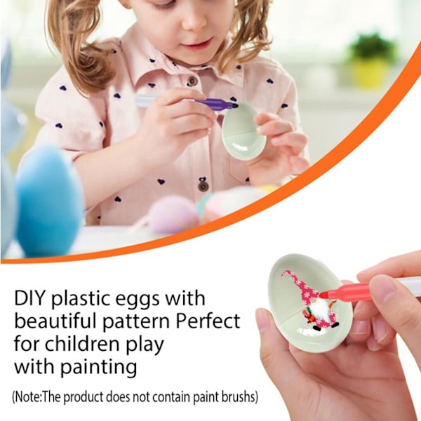 Påske Luminous Plast Egg Blanke Påske Egg med Fargepenner for Kunstig Egg DIY Maling og Dekorering