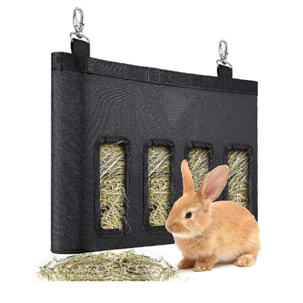 Höhållare för marsvin, långsam utfodring, mångsidig höförvaring, bitresistent, premium Oxford-tyg (47 x 30 cm)