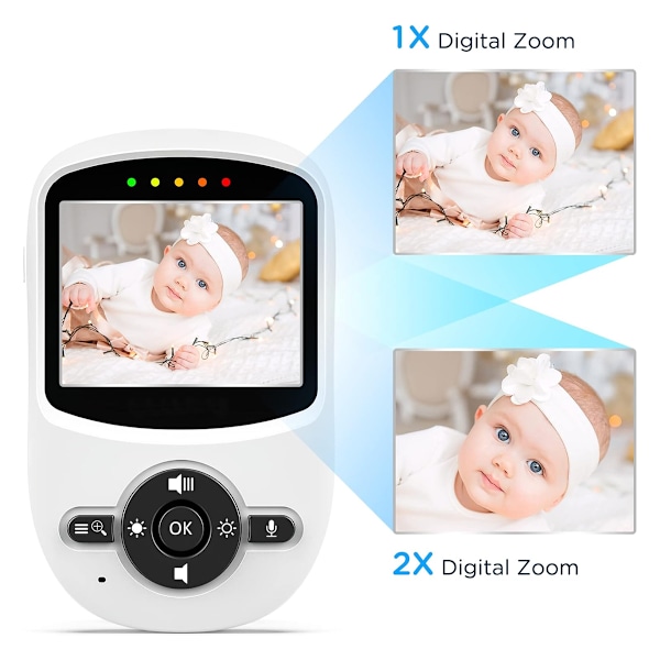 2,4-tums Skärm Babyvakt, Digital Trådlös, 2,4 GHz FHSS-teknik, Infraröd Mörkerseende, Appkontroll, Tvåvägssamtal, Ljudvarning, VOX-läge,