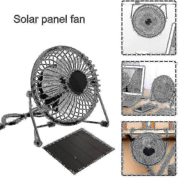 Skrivbordsfläkt, Bärbar bordsfläkt med solenergiförsörjning för tyst drift, Effektiv kylprestanda i nödsituationer utomhus (4-tum)