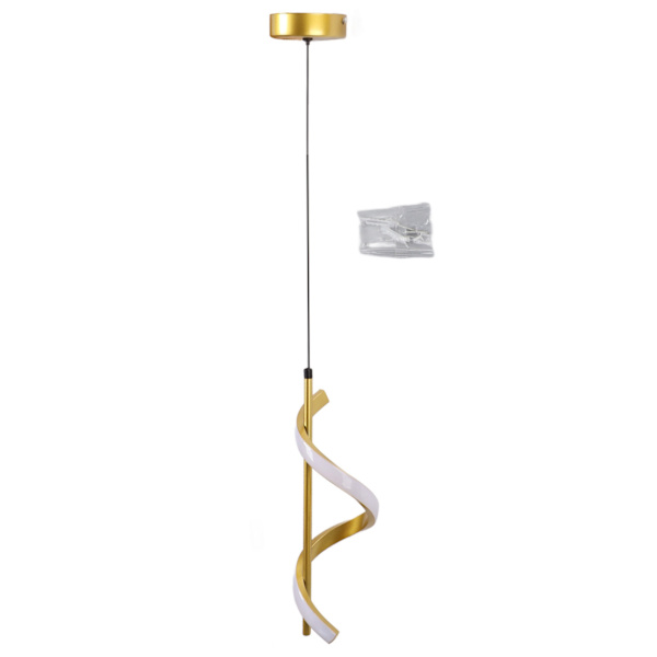 Spiral LED-pendellampe i gullfarge med høy lysstyrke og øyebeskyttelse, LED-hengelampe for stue, kafé, familie, 85-265V