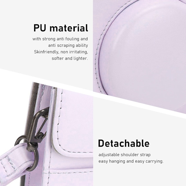 Mini Instant Kamera Beskyttende Veske PU Etui for Fujifilm Instax Mini 12 med Album Filtre Fargerike Hengende Rammer Klistremerker Lilla