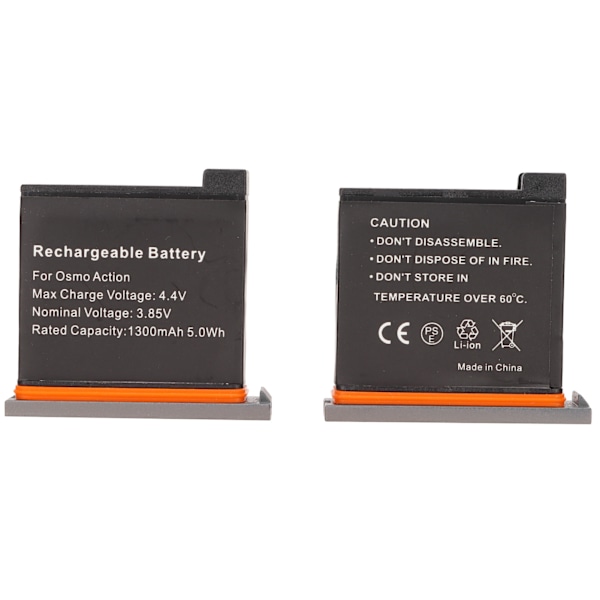 Reservebatteri 2 og LED 3-kanals USB-lader DC 5V 2‑4A Kamerautstyr for DJI Osmo Action Kamera