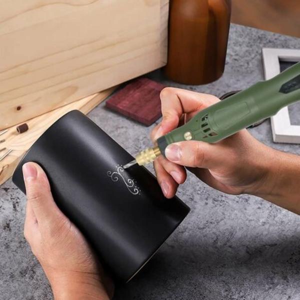 KKmoon Liten elektrisk slipmaskin sladdlös justerbar hastighet upp till 15000 RPM USB uppladdningsbar liten elektrisk poleringsgravering och skärpenna grön
