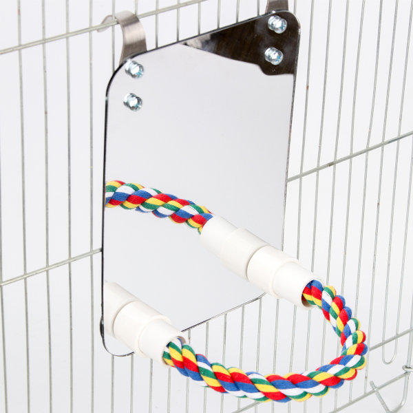 Färgglad Fågel Lekplats, Fågelspegel i Akrylmaterial med Enkel Installation, Perfekt för Små till Medelstora Fåglars Underhållning