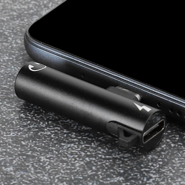 2 kpl 2-in-1 TypeC - 3,5 mm -ääniliitäntäkaapelilaturi, kuulokemikrofonijakaja, sovitin (musta)