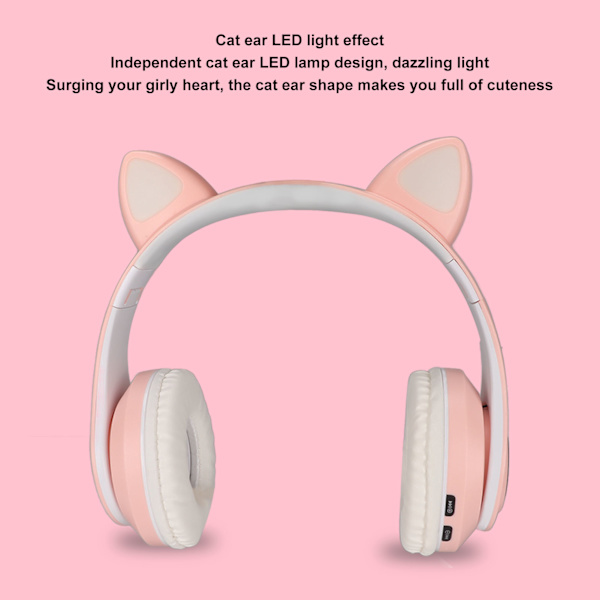 Glowing Cat Ears Bluetooth Hörlurar Bass Fällbar Trådlös Huvudbonad Andningslampa Headset