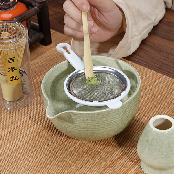 Traditionell Matcha Skål med Hällpip och Visphållare Japansk Stil Matcha Chasen Ritual Kit - Stor Skål för Sallad Gröt Juice Chawan Style 1