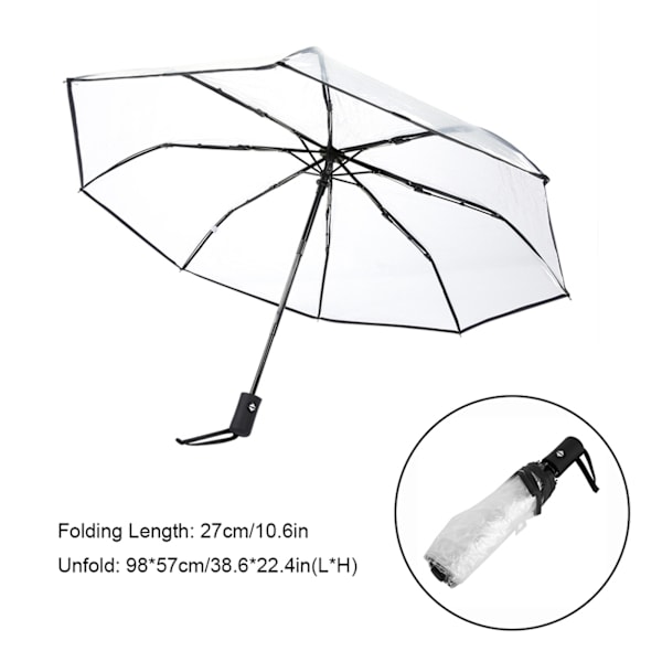 Gennemsigtig Regn Paraplyer Sammenklappelig Bærbar Tri Fold Dame Mode Paraply
