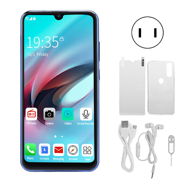 X29 6,3 tum HD-skärm 4+64G 4800mAh Dubbla SIM Dubbel Standby Graduerad Blå Smartphone 100-240VUS