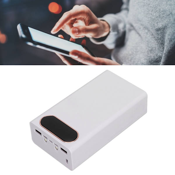 10W DIY 18650 Bärbar Powerbank Väska L12 Mobil Batteriladdare 12 Batterier Kapacitet med 2 LED-lampor LCD-display Vit