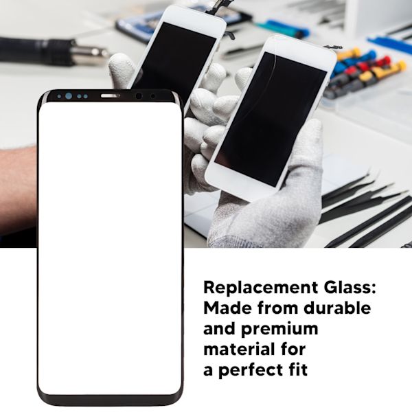 Takaosan lasin vaihto S8+ S8 Plus - Takakannen etupaneeli Ulompi lasin korjaussarja Esiasennettu linssi ja liima