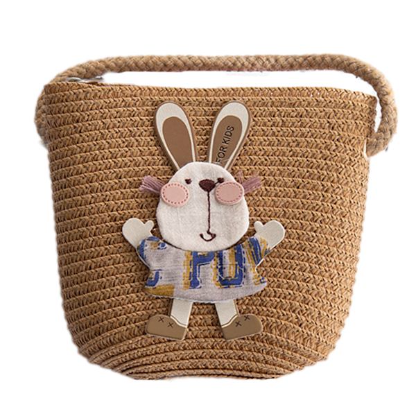 Børns sommer tegneserie kanin halm messenger tasker mini strandtaske C