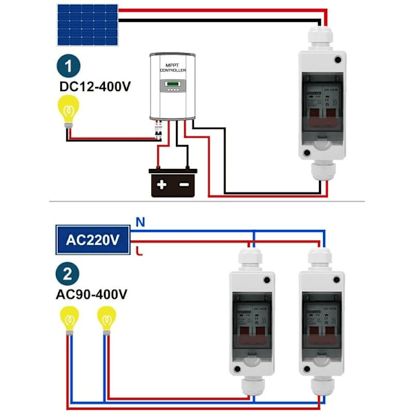 Solcellsbrytare, DC miniatyrbrytare säkerställer pålitlig effektkontroll för solsystem, 2P 1000V 50A med hög brytförmåga