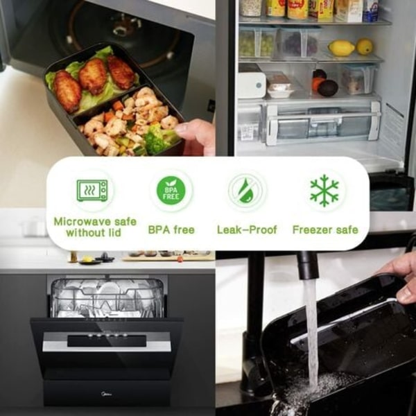 Japanilainen Bento-lounasrasia - Lounasrasia lokeroilla - 3-osainen ruokailuvälinesarja - Lounasrasia bambukannella kouluun ja töihin lapsille ja aikuisille thsinde