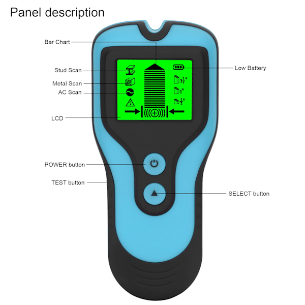 3 i 1 Vegg-skanner Finder Multifunksjonell Bærbar LCD Digital Vegg Metall Tre Studs Detektor Blå