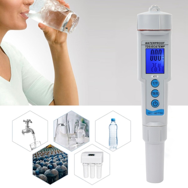 Salinitetstestkit, Konduktivitetsmätare med ATC-justering för pålitlig vattenkvalitetsanalys i hydroponikakvarier och pooler (1 st)