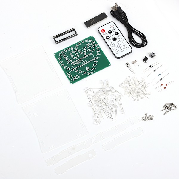 STC51 Single Chip DC4.5-5V Fjernbetjening Hjerteformet LED Lys Kit med 2mm Transparent Akryl Skal