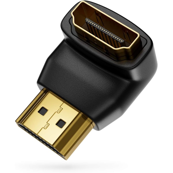 HDMI-adapter 2-pack, 90° och 270° platsbesparande design för väggmonterade enheter, premiummaterial med guldpläterade kontakter för hållbarhet och
