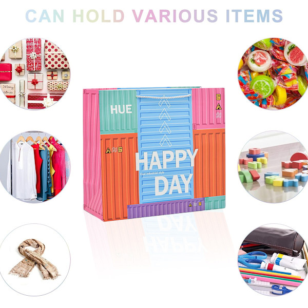 4 stk. Happy container fashion gavepose papirpose Varmt folie papirpose gaveæske gavepose Børns legetøj håndtaske