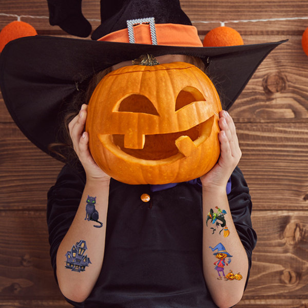 Halloween tillfälliga tatueringar klistermärken, halloween födelsedagsfest style 1