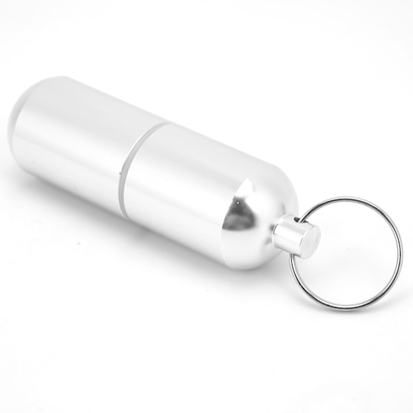 Bärbart Pillerfodral, Mini Förseglad Burk med Vattentätt Hölje i Rostfritt Stål, Medicinbehållare i Aluminiumlegering med Nyckelring för Utomhusaktiviteter