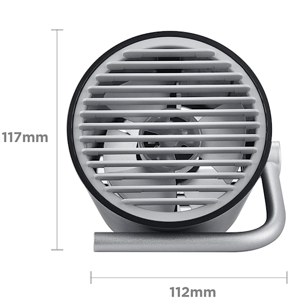 Portabel Twin Turbo Mini Skrivbordsfläkt, Solid Metallkonstruktion USB Portabel Driven Fläkt med Fint Galler för Säkerhet, Tyst Drift och Justerbar