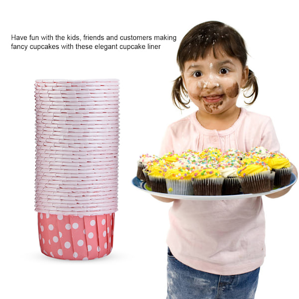 100 stk Mini Cupcake Liners Papir Runde Kake Bakekopper Muffinsformer Bryllup Hjem Rosa