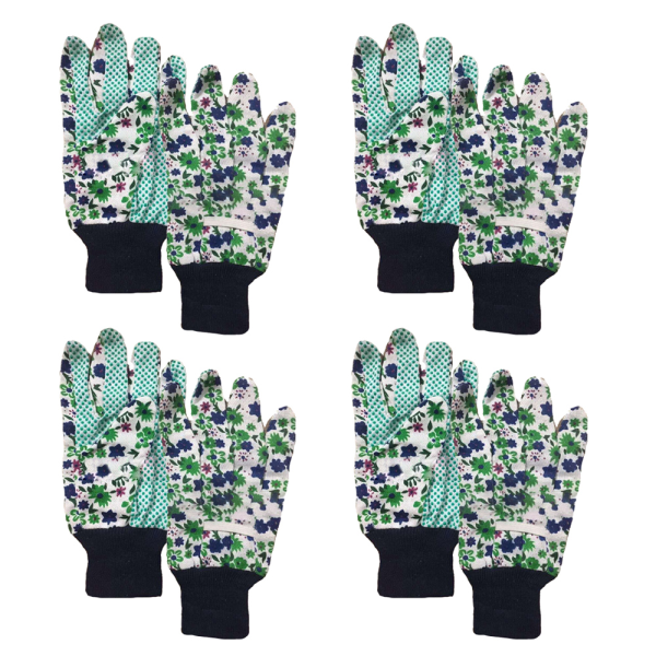 4 Pairs Garden Gloves with PVC Dots for Yard Cleaning, Weeding,