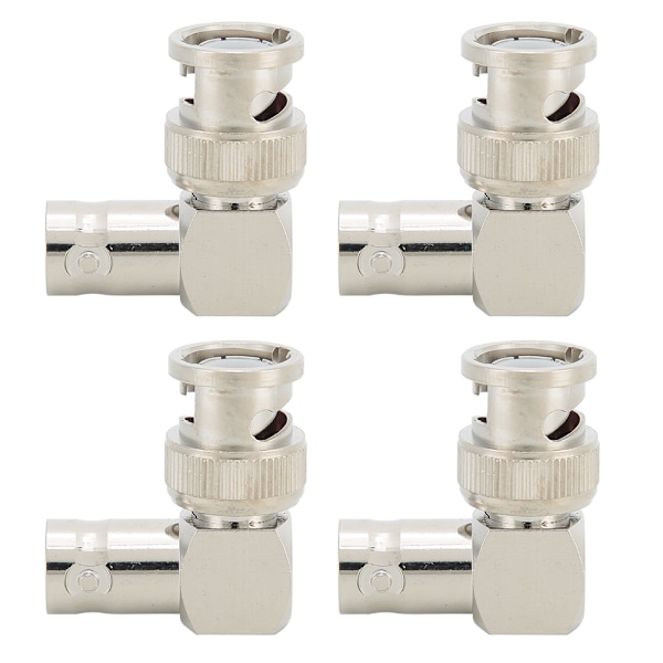 4 stk. BNC han til BNC hun vinkeladapter stik 50 ohm messing stik